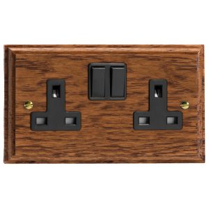 Varilight Kilnwood 2-Gang 13A Double Pole Switched Socket - XK5MOB