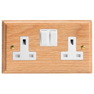 Varilight Kilnwood 2-Gang 13A Double Pole Switched Socket - XK5OW