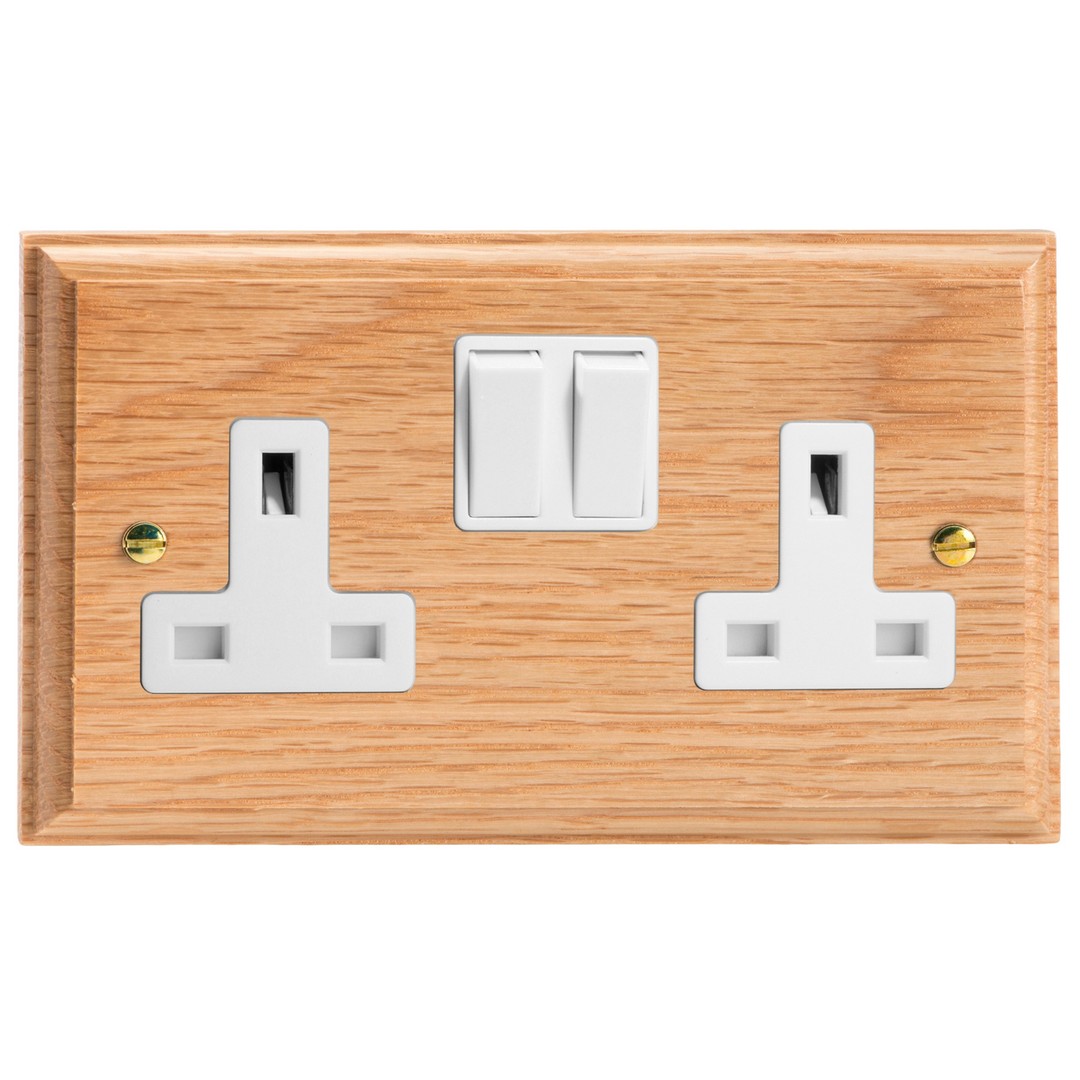 Varilight Kilnwood 2-Gang 13A Double Pole Switched Socket - XK5OW