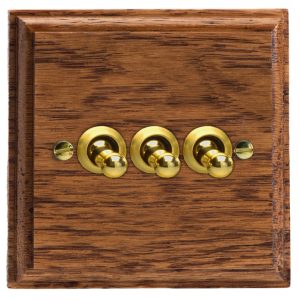 Varilight Kilnwood 3-Gang 10A 1- or 2-Way Toggle Switch - XKT3MO