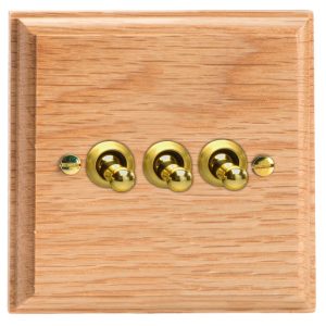 Varilight Kilnwood 3-Gang 10A 1- or 2-Way Toggle Switch - XKT3O