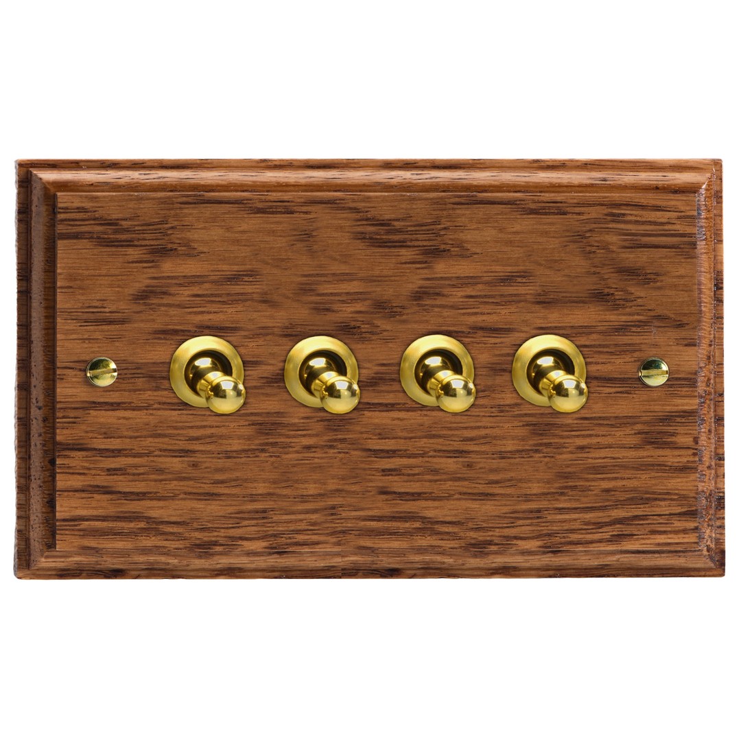 Varilight Kilnwood 4-Gang 10A 1- or 2-Way Toggle Switch (Twin Plate) - XKT9MO