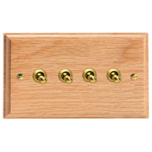 Varilight Kilnwood 4-Gang 10A 1- or 2-Way Toggle Switch (Twin Plate) - XKT9O