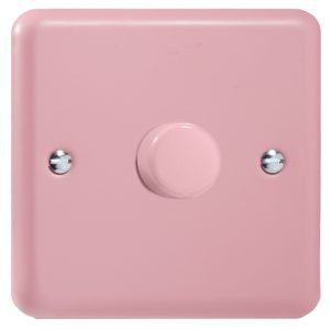 Rose Pink 1-Gang 2-Way V-Pro Push On/Off Rotary LED Dimmer 1 x 0-120W - JYP401.RP
