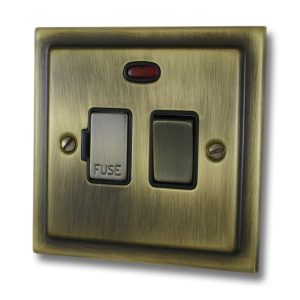 Victorian Antique Brass 13A Switched Fused Spur - V39AN